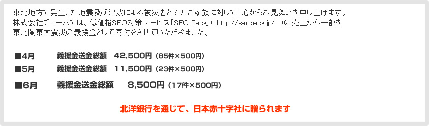 4月・5月・6月の義援金送金総額62,500円